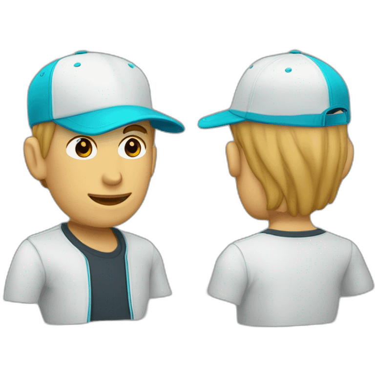 hombre de tez blanca con gorra azul turqui,  emoji