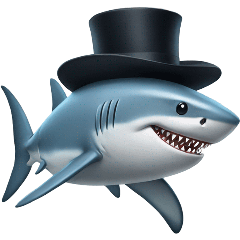 Shark with a top hat emoji