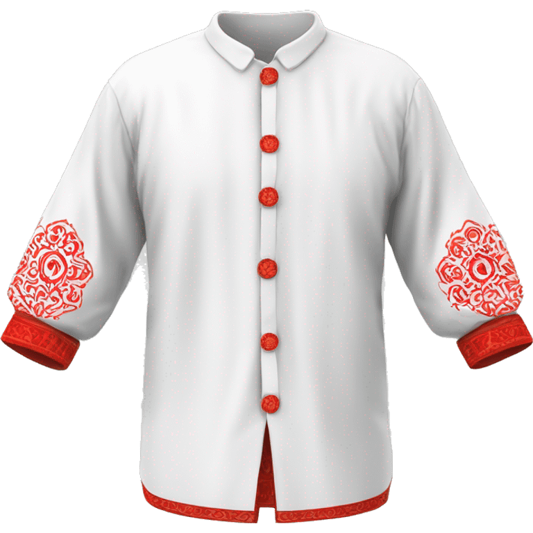  Shirt  vyshyvanka, white with red round embodiary on sleeves emoji