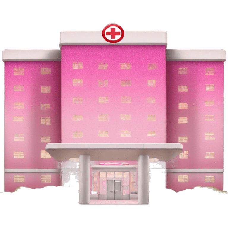 Pink ombre hospital building with glitter emoji