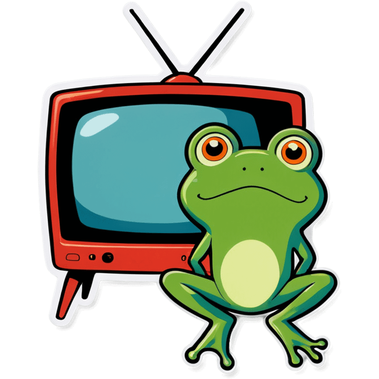 Frog watching TV emoji