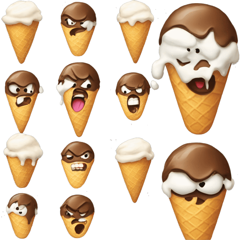 angry face eating ice cream emoji