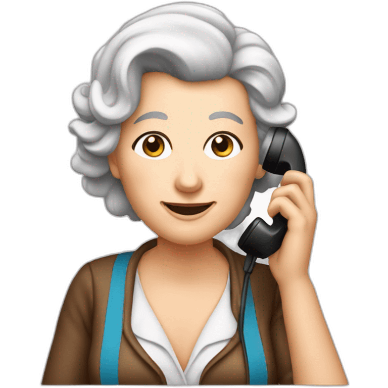 weiße frau am Telefon Gerät wie 80er Jahre lange braune haare emoji