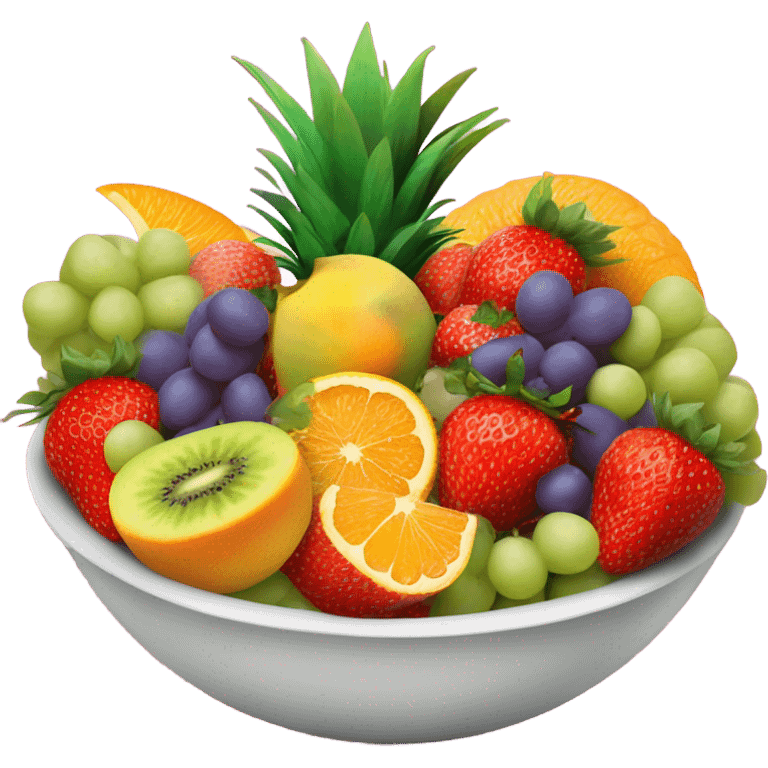 strawberries, pineapples, grapes, kiwis, oranges, fruit bowl emoji