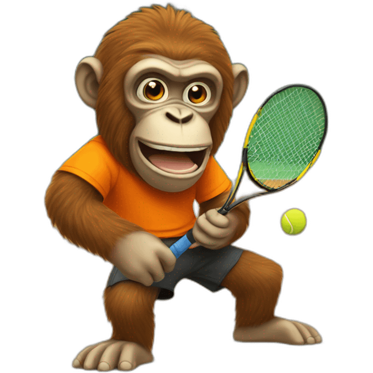 ape playing tennis in orange shirt emoji