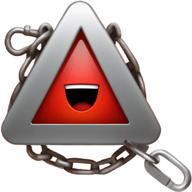 Red emoji face with furrowed brows, open mouth, holding a padlock and warning triangle. Fiery background with text 'TRIGGER ID SHOWN' for emphasis. emoji