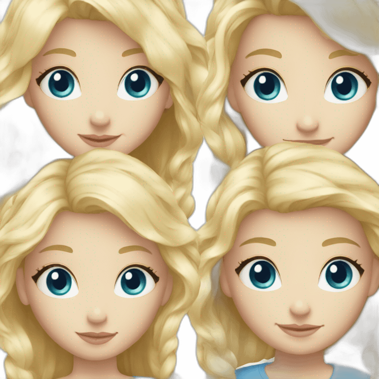 family of 6 blond hair blue eyes white emoji