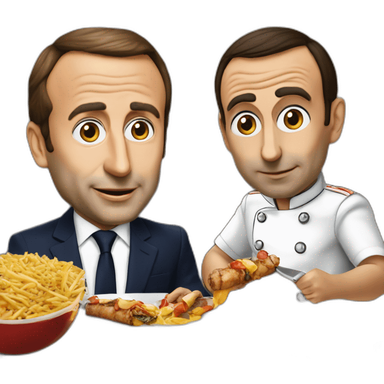 Emanuel Macron qui mange un Kebab avec Eric Zemmour emoji