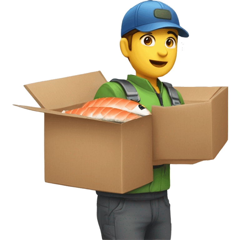  courier wich delivered sushi in the small box  emoji