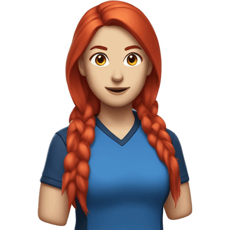 a female esports coach with red hair and blue shirt.  emoji