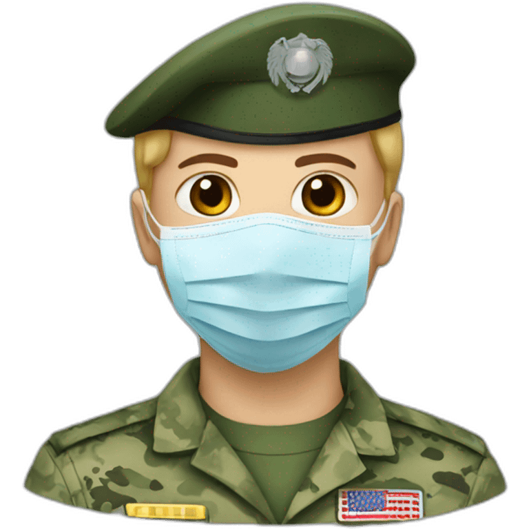 a military Headshot in a Medical masks emoji