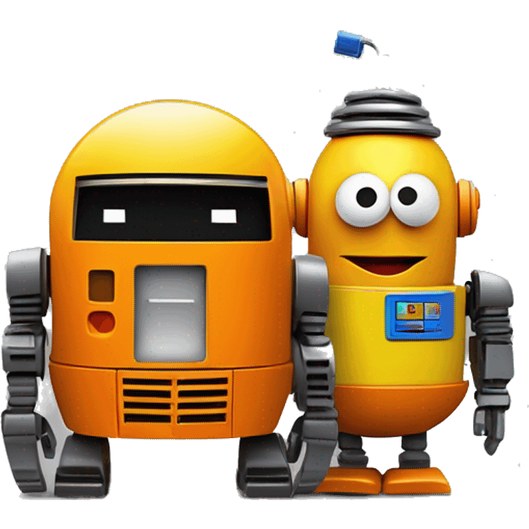 Bert and Ernie Auto-Bots:
Logicgear (Bert) & Jokewheel (Ernie)
Logicgear, in orange, is a methodical Autobot with a data-collecting scanner, transforming into a tactical vehicle. Jokewheel, in yellow, is a playful, adaptable prank Autobot with a quick wit emoji