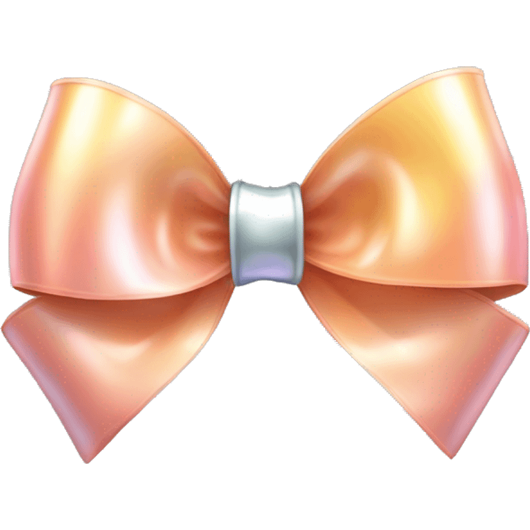 Realistic isolated silver holographic bow with smaller peach color bow attached on top of it. emoji