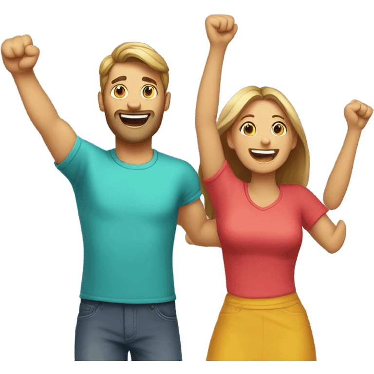 Man and woman cheering emoji