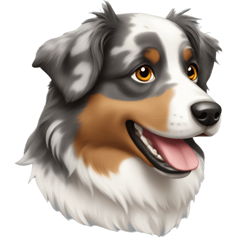 Australian shepherd 3 color  reading emoji