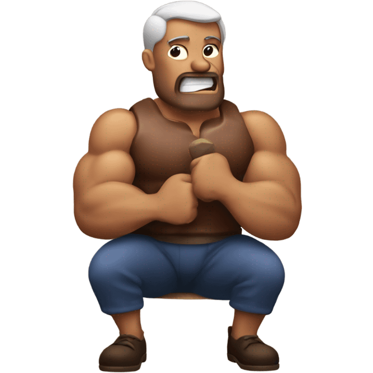 Man with biceps eating steak emoji