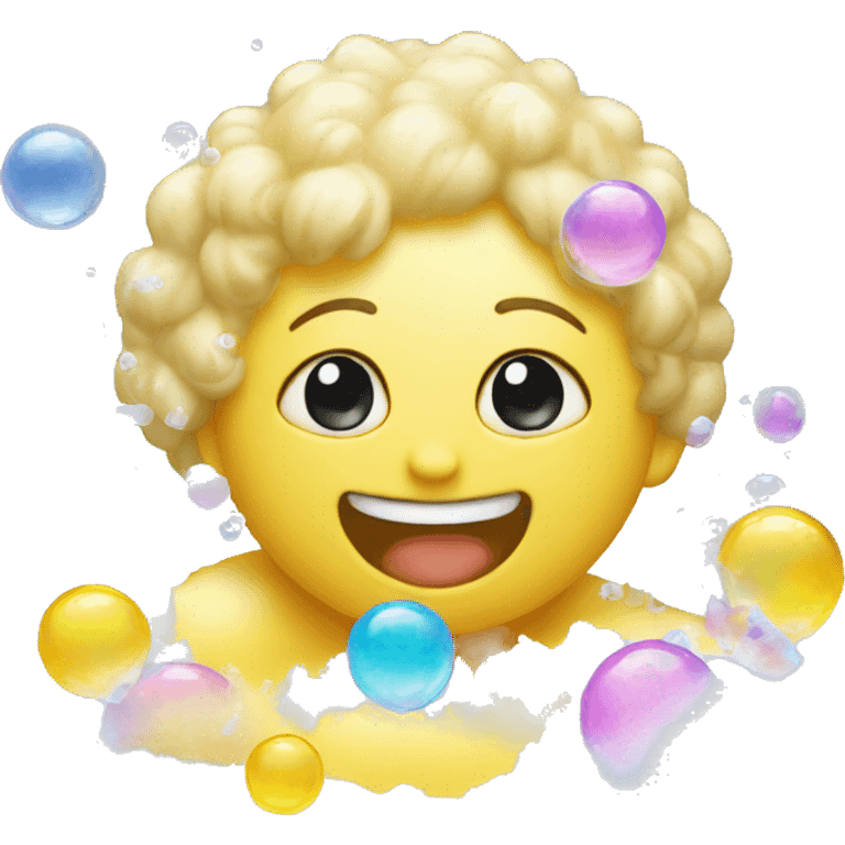 emoji covered in soap bubbles, taking a bath  emoji