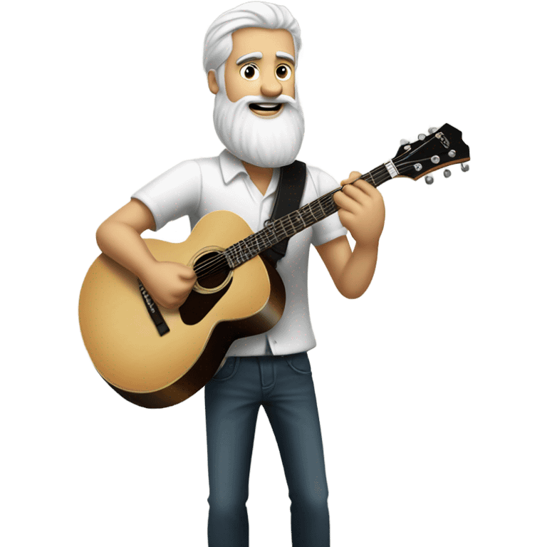 Attractive white bearded man playing black Gibson guitar emoji