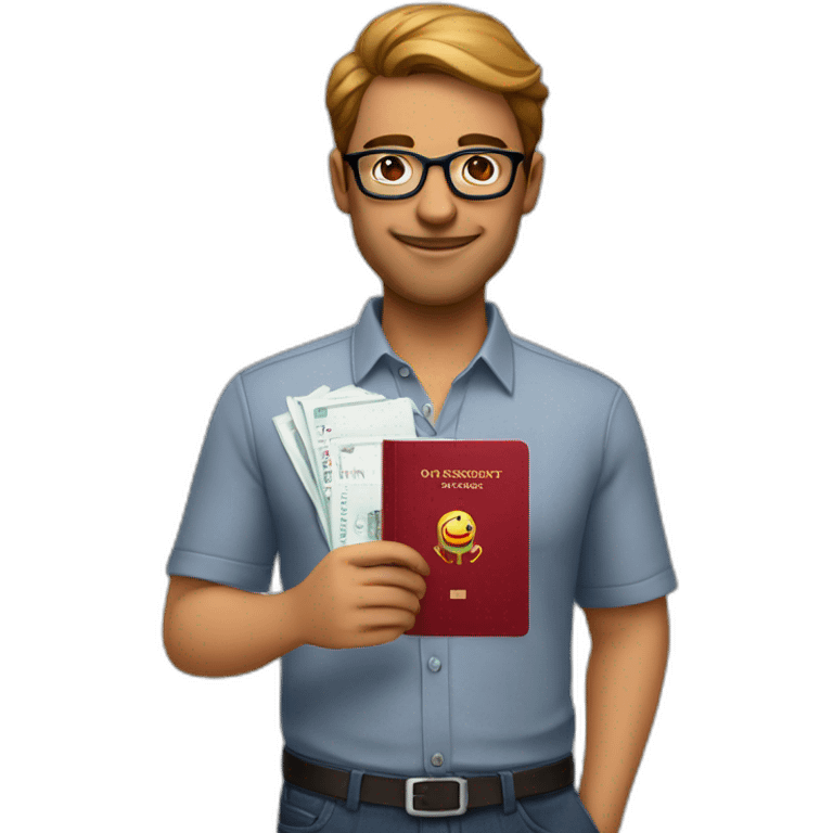 cool tech CEO holding red Turkish passport wearing glasses. Shirt says ONLOOP emoji