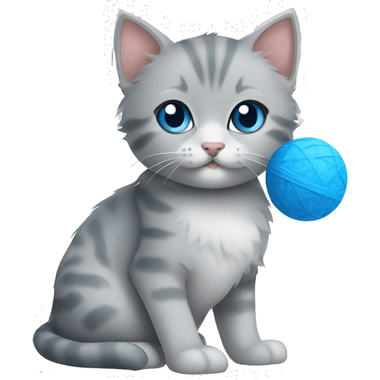 blue eyes grey kitten and paper ball emoji