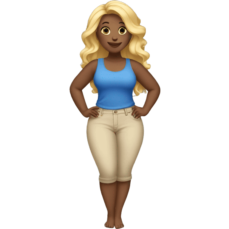 Curvy woman with blond hair full body emoji