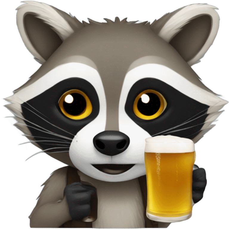 Raccoon drinking a beer emoji