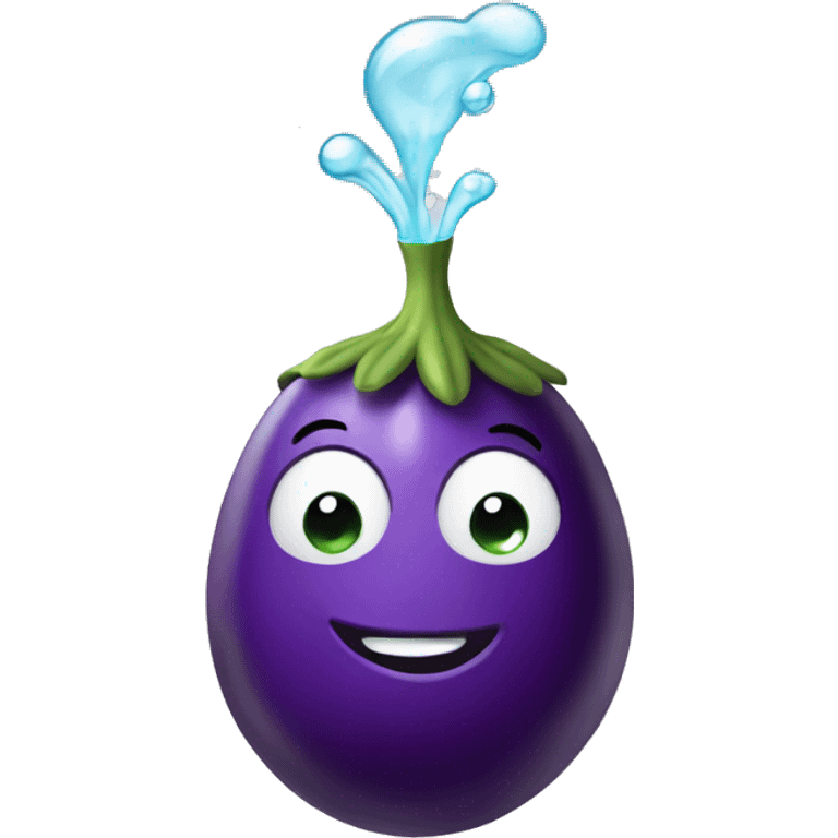 eggplant spraying water emoji