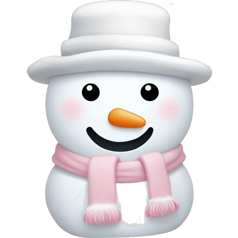 Cute white and light pink snowman emoji