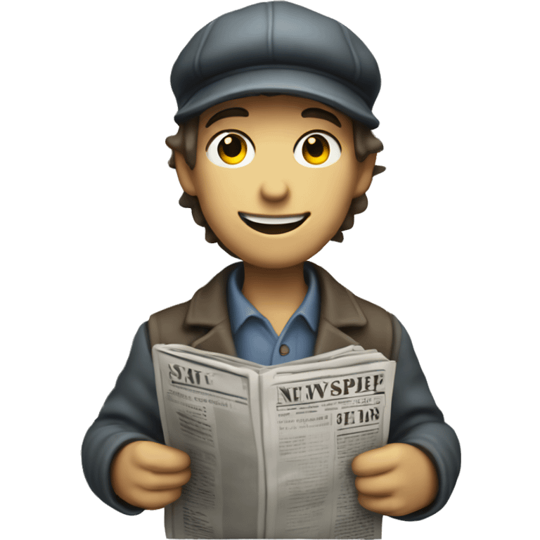 A newsboy selling a newspaper with white skin emoji