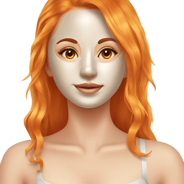 Girl with orange hair with face mask spa beauty full face relaxing emoji