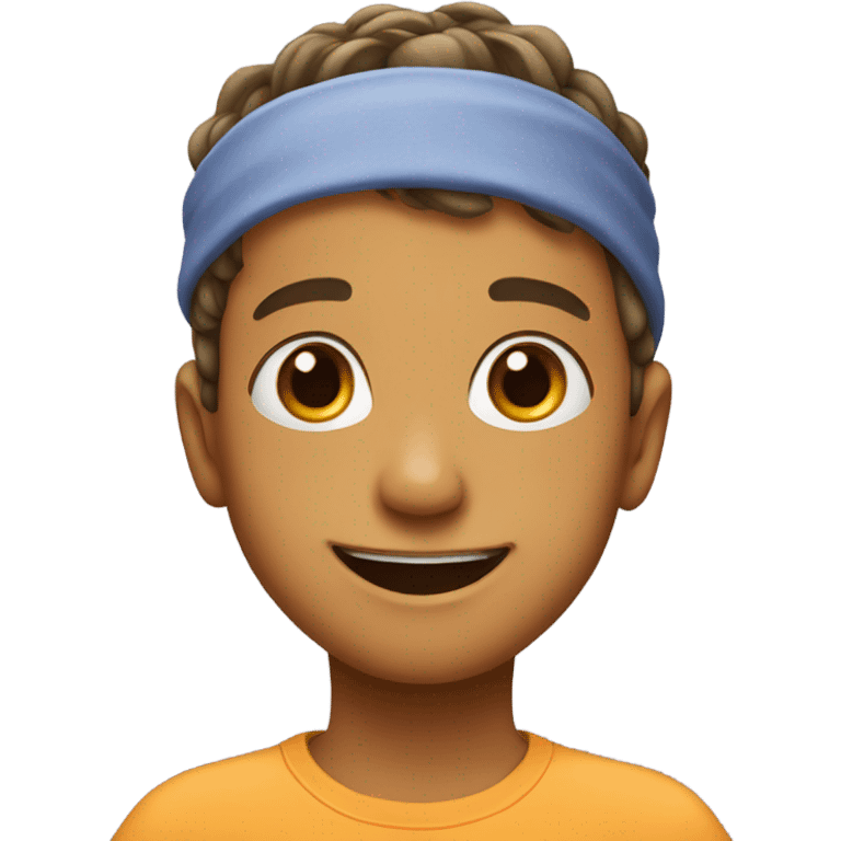 smiling boy with hairband portrait emoji