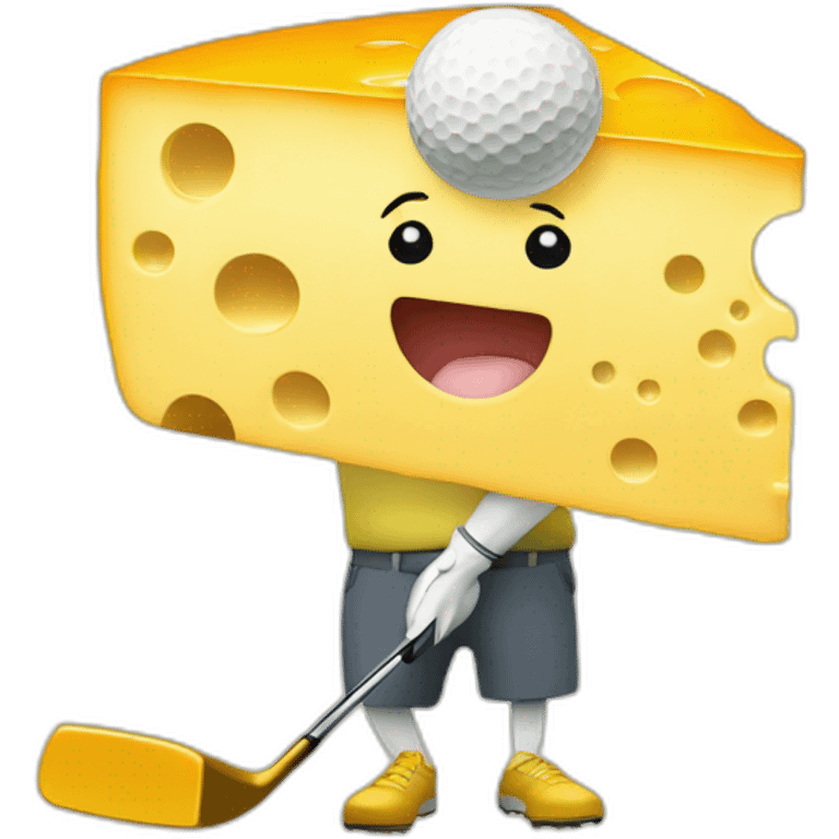 golf putting in the hole of a slice of cheese emoji