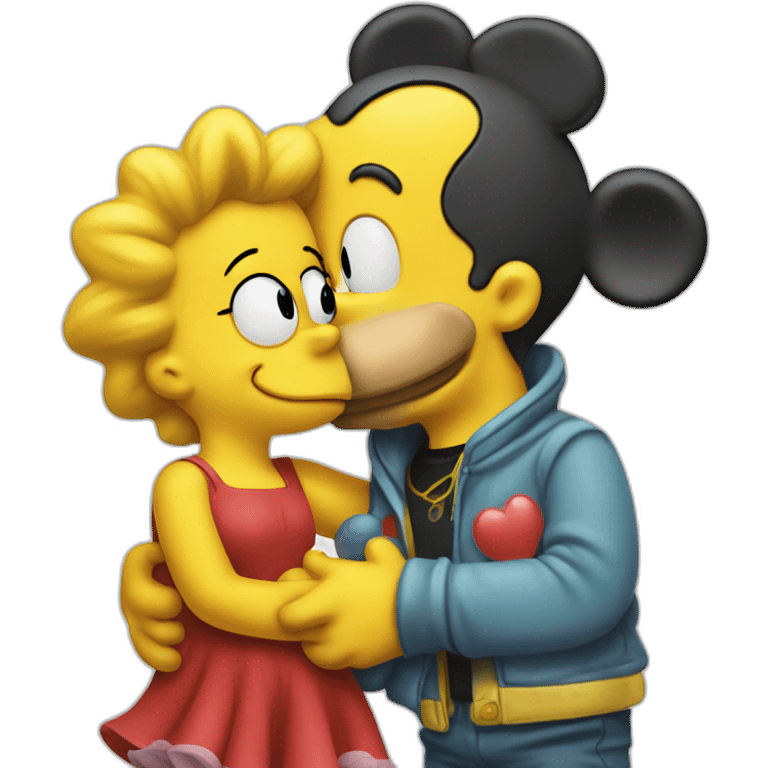 bart simpson kissing mickey mouse emoji