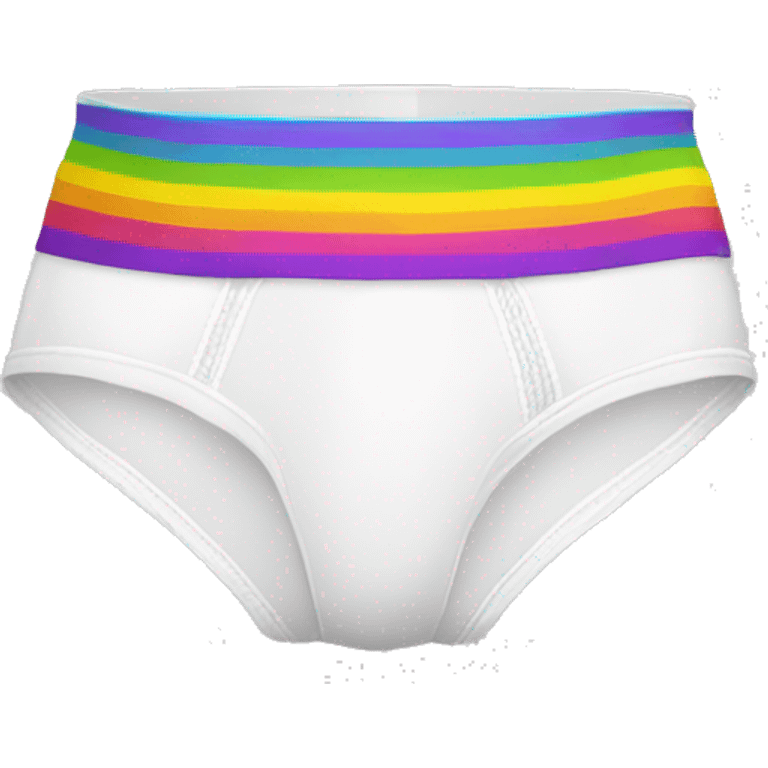 white briefs underwear with rainbow waistband emoji