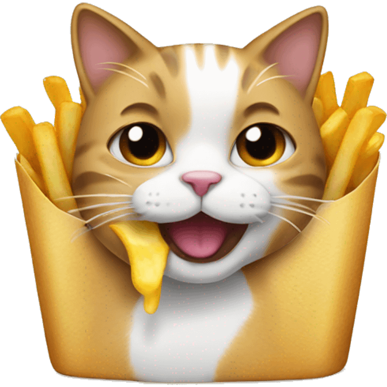 Cat eating fries emoji