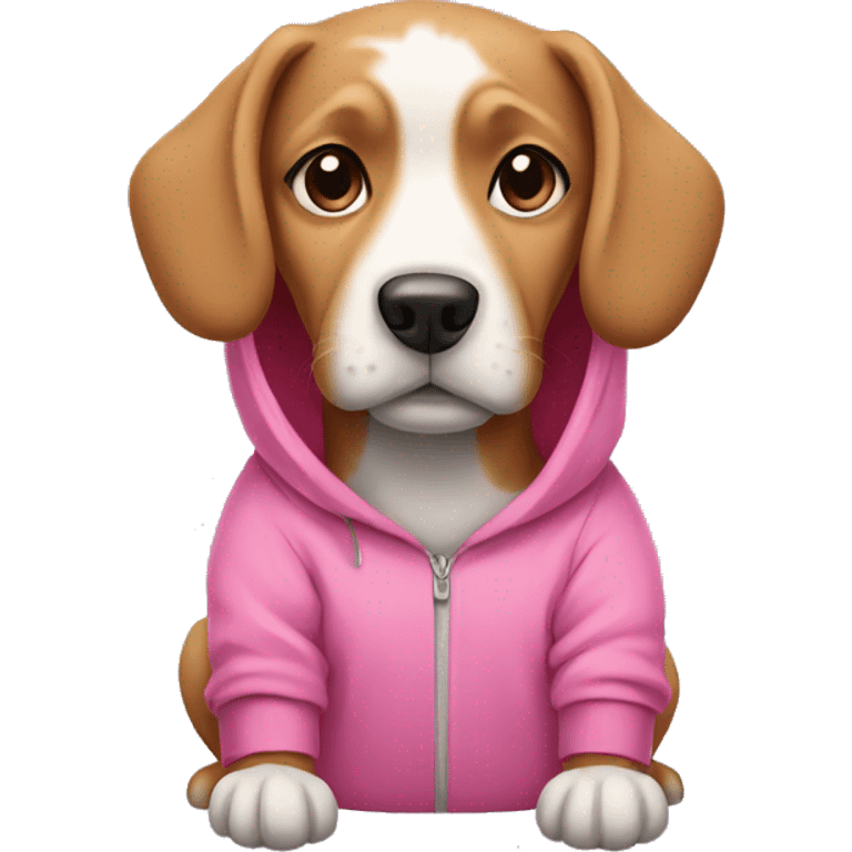 Dog wearing a pink hoodie emoji