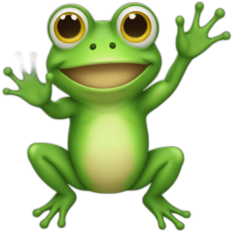 frog waving hello emoji