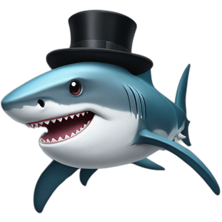 Shark with a top hat emoji