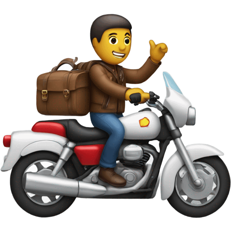 Guy riding a motorcycle while holding a airplane  emoji