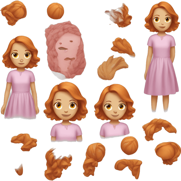 Girl with ginger hair in a pink dress emoji