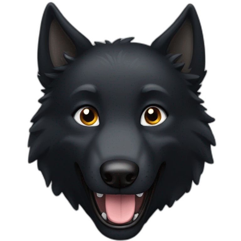 Happy black wolf emoji