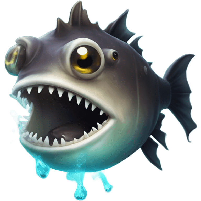 Anglerfish with glowing lure, sharp teeth, and big eyes. emoji