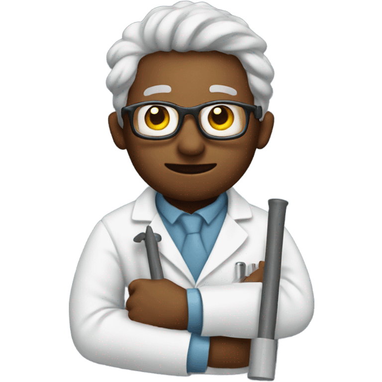 Scientist holding a bat emoji