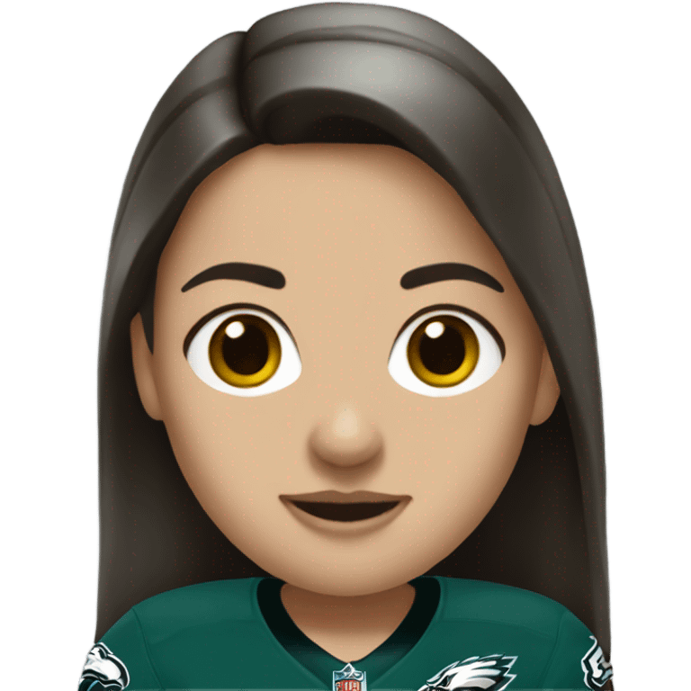  White female brunette wearing Philadelphia Eagles jersey emoji