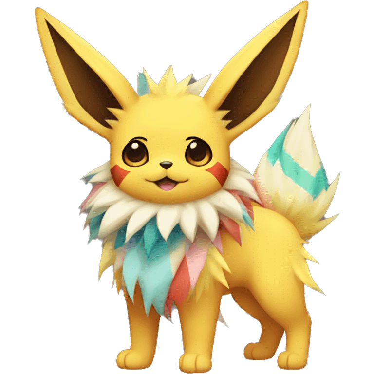 Jolteon-Flareon-Eevee with colorful stripes full body emoji