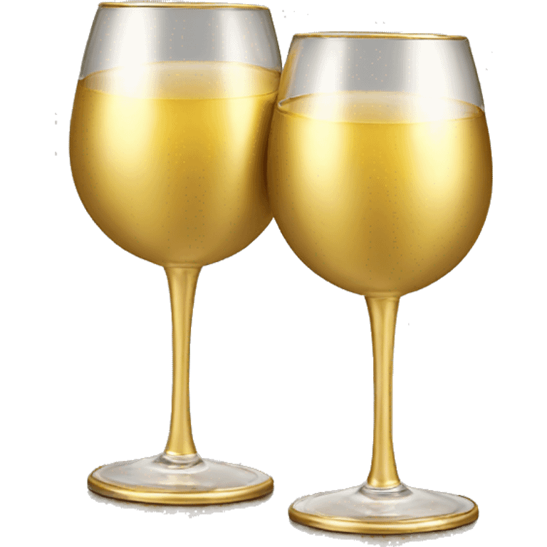 2 Solid gold Wine glasses cheers emoji