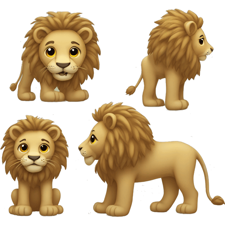 whole body of lion in jellycat style (standing and two sides) emoji