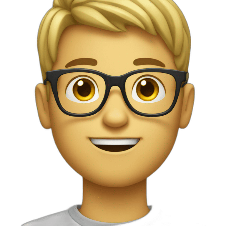 Boy with glasses winking emoji