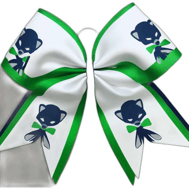 Maces Wolfpack cheerleading bow, white green navy blue emoji