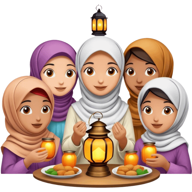 Feast for girls with Ramadan lantern  emoji